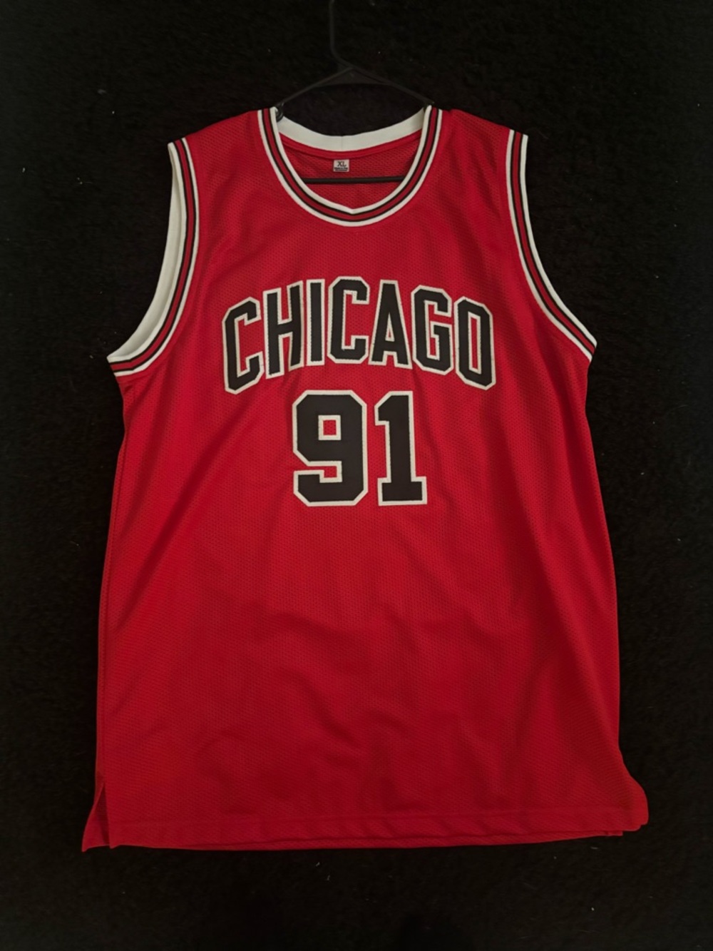 NBA Chicago Red Jersey 91 DENNIS RODMAN SIGNED
